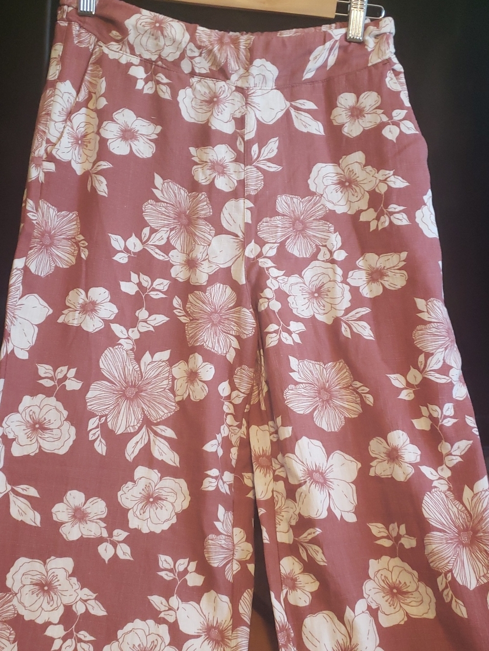 Dex Floral Wide-Leg Pants - Mauve & Cream